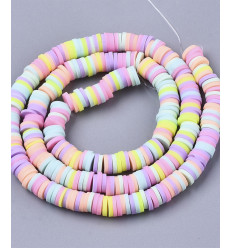 Chapelet perles rondelles Heishi 6mm multicolore pastel