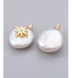 Pendentif perle de culture avec étoile plaquée or