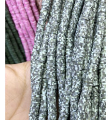 Chapelet perles rondelles Heishi 6mm kaki chiné