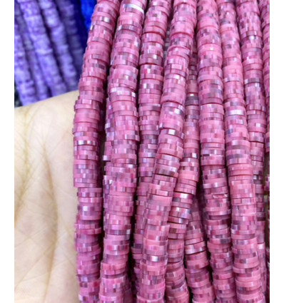 Chapelet perles rondelles Heishi 6mm bleu electrique chiné