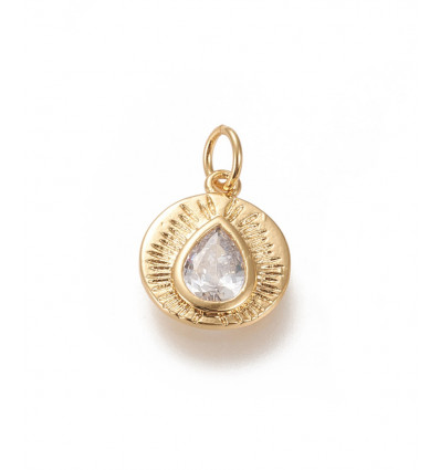 Pendentif goutte avec zircon serti