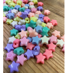 Lot perles étoiles multicolores (20pcs)
