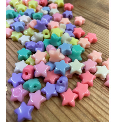 Lot perles étoiles multicolores (20pcs)