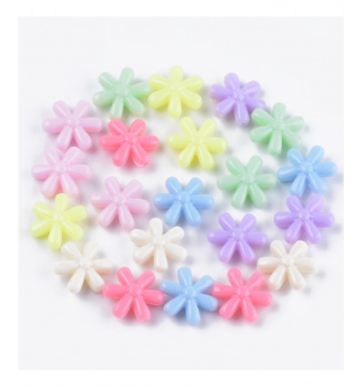 Lot de perles petits fleurs en acrylique (20pcs)