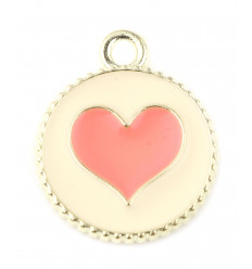 Pendentif pastille coeur émaillé