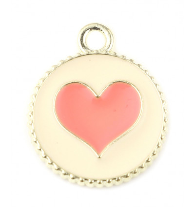 Pendentif pastille coeur émaillé