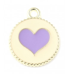 Pendentif pastille coeur émaillé