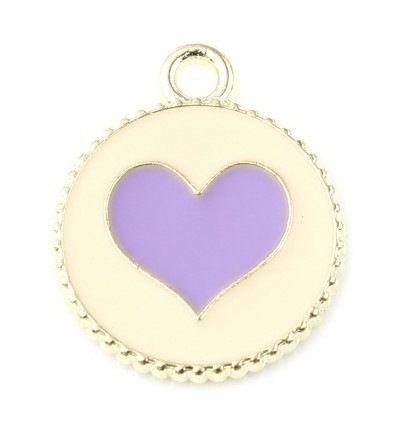 Pendentif pastille coeur émaillé