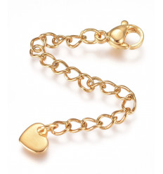 Fermoir + chaine de rallonge et breloque étoile acier inoxydable