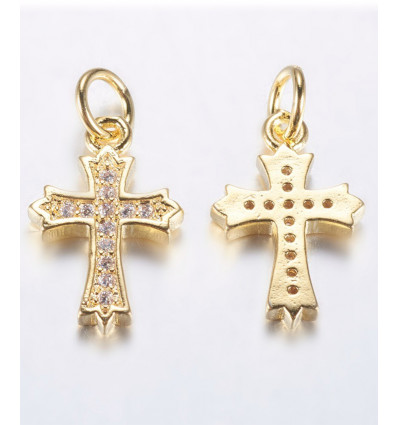 Pendentif croix ancienne + zircon blanc