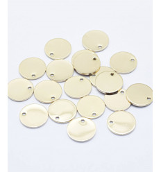 Pendentif mini pastille 12mm dorée à l'or fin