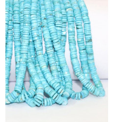 Chapelet Heishi en pierre facettée - véritable turquoise 