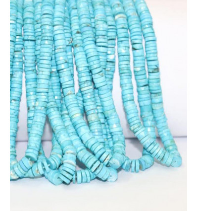 Chapelet Heishi en pierre facettée - véritable turquoise 