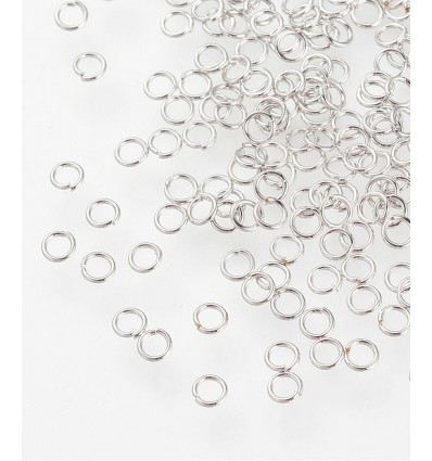 2,5mm - Anneaux acier 304 plaqué au platine (20pcs)