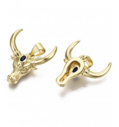 Pendentif tête de buffle doré à l'or