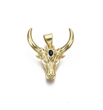 Pendentif tête de buffle doré à l'or