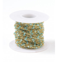 Chaine laiton, plaquée or 18k avec pierres en amazonite