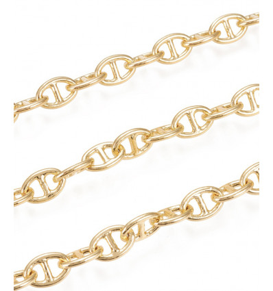 Chaine maillons grains de café - doré à l'or fin