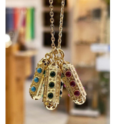 Pendentif Mantra verticale "BONHEUR/COURAGE"