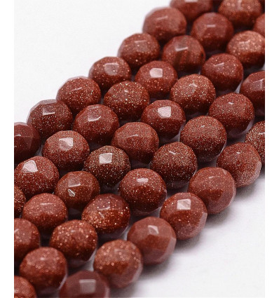 8mm - Chapelet pierre - gold stone orange synthétique