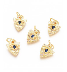 Pendentif triangle avec oeil doré à l'or fin