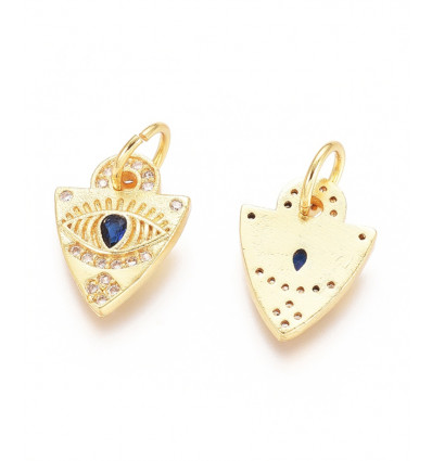 Pendentif triangle avec oeil doré à l'or fin