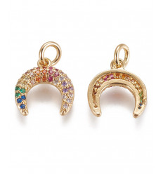 Pendentif mini corne avec zircons multicolores 