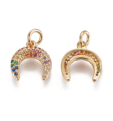 Pendentif mini corne avec zircons multicolores 