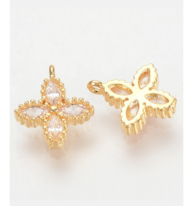 Pendentif fleur 4 pétales en zircon