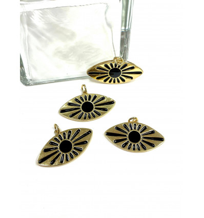 Pendentif oeil en amande avec émaillage