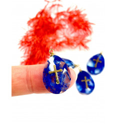 Pendentif goutte avec incrustation inox