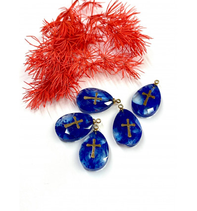 Pendentif goutte avec incrustation inox