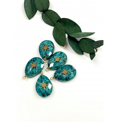 Pendentif goutte avec incrustation inox