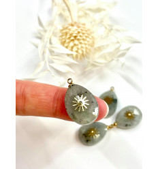 Pendentif goutte avec incrustation inox