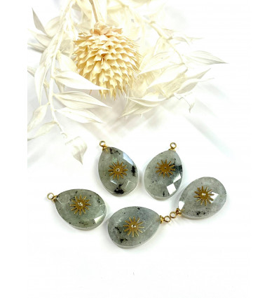 Pendentif goutte avec incrustation inox
