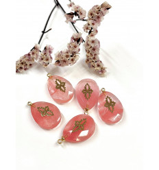 Pendentif goutte avec incrustation inox