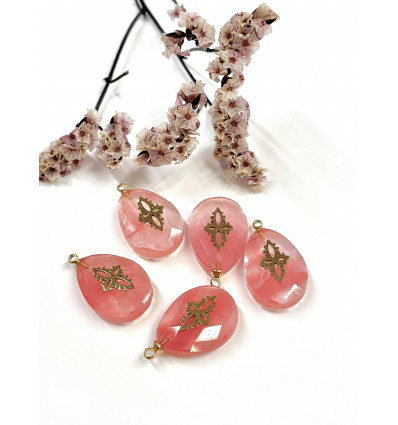 Pendentif goutte avec incrustation inox