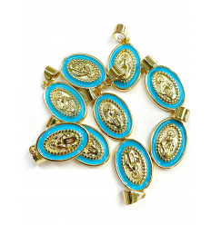 pendentif vierge émaillée bleu