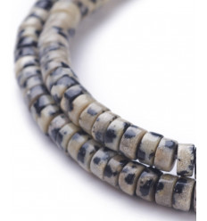 Chapelet Heishi en pierre jaspe dalmatien naturelle 4,5mm