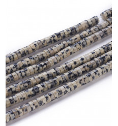 Chapelet Heishi en pierre jaspe dalmatien naturelle 4,5mm