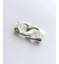 Fermoir maille gourmette pour cuir de 10mm plaqué argent 10 microns pour cuir plat 10mm.