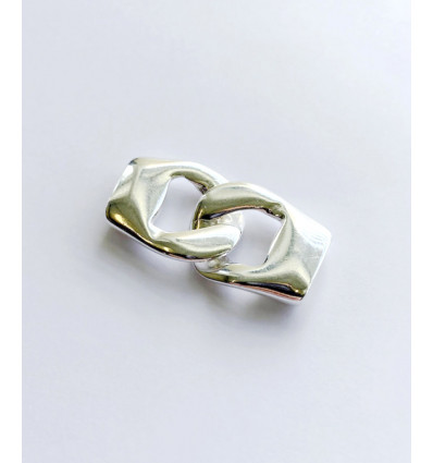 Fermoir maille gourmette pour cuir de 10mm plaqué argent 10 microns pour cuir plat 10mm.