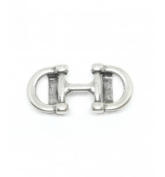 Passant double mors de cheval plaqué argent 10 microns pour cuir plat 10mm.