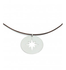 Pendentif médaille ajourée étoile polaire plaqué argent 10 microns