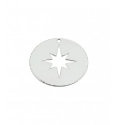 Pendentif médaille ajourée étoile polaire plaqué argent 10 microns