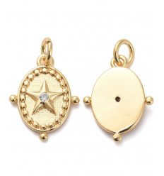 Pendentif ovale avec étoile et zircon central