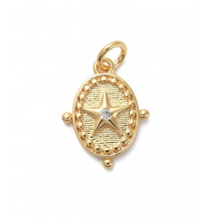 Pendentif ovale avec étoile et zircon central