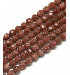 3,5mm - Chapelet pierre - gold stone orange synthétique