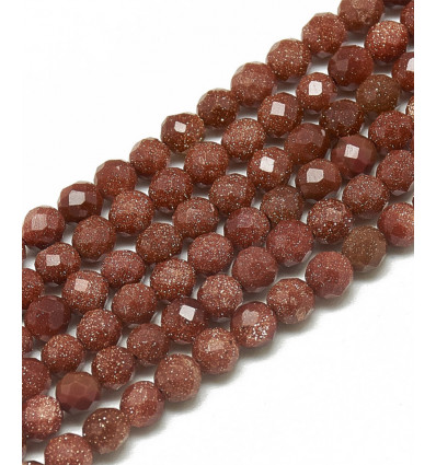 3,5mm - Chapelet pierre - gold stone orange synthétique