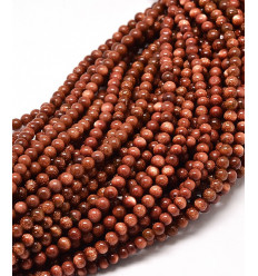 6mm - Chapelet pierre - gold stone orange synthétique